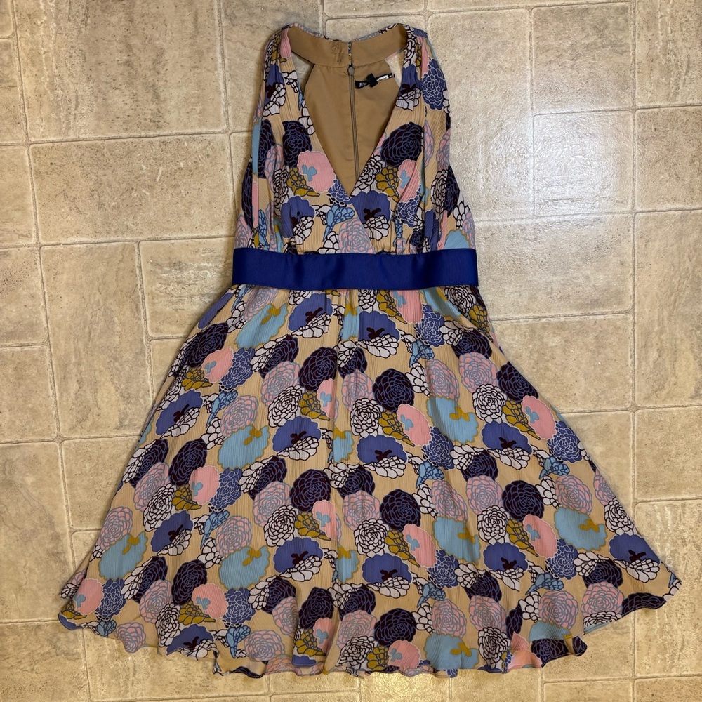 Betsey Johnson vintage y2k silk floral halter dress size 8 90s black label